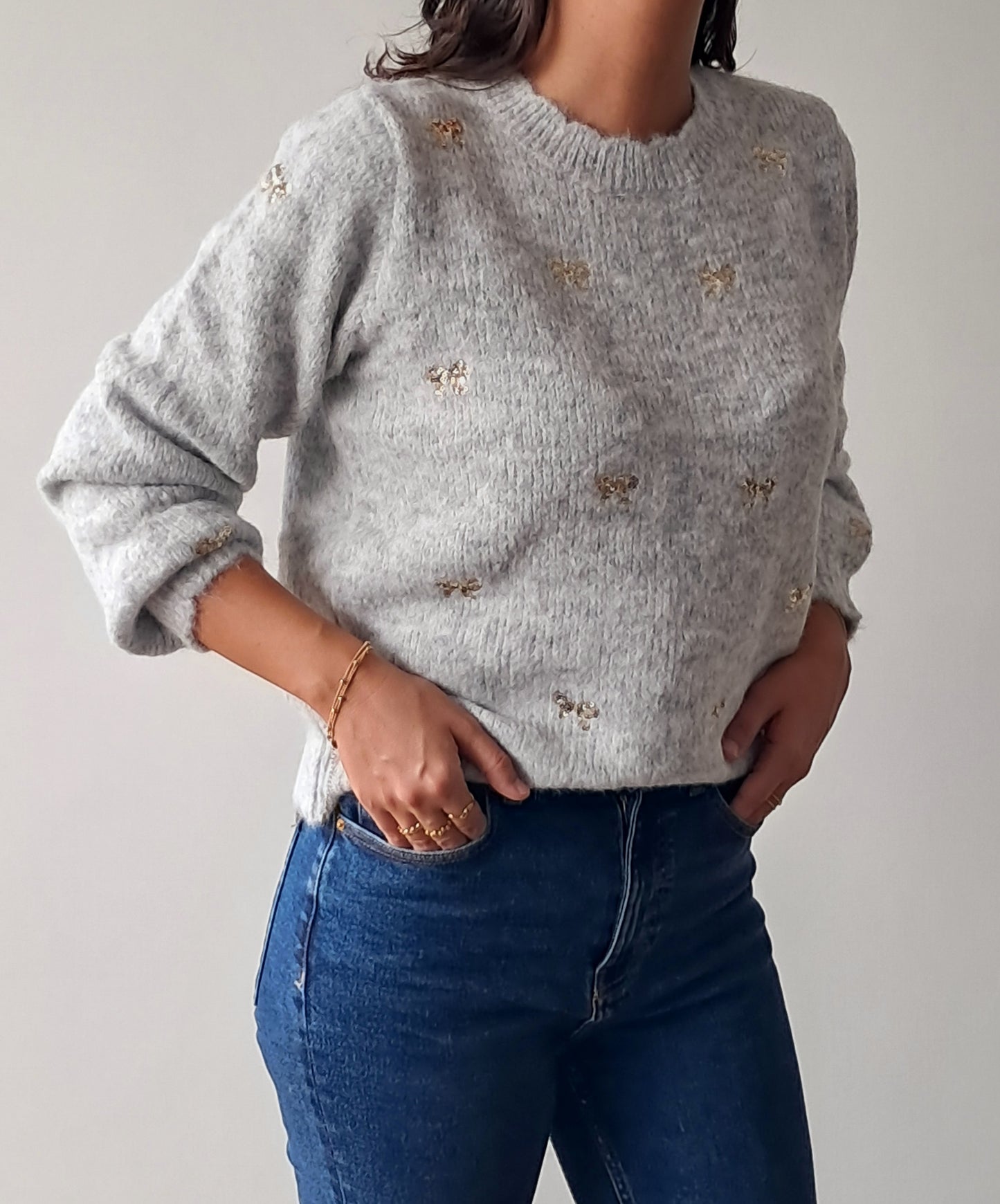 Camisola Laços Dourados Cinzenta