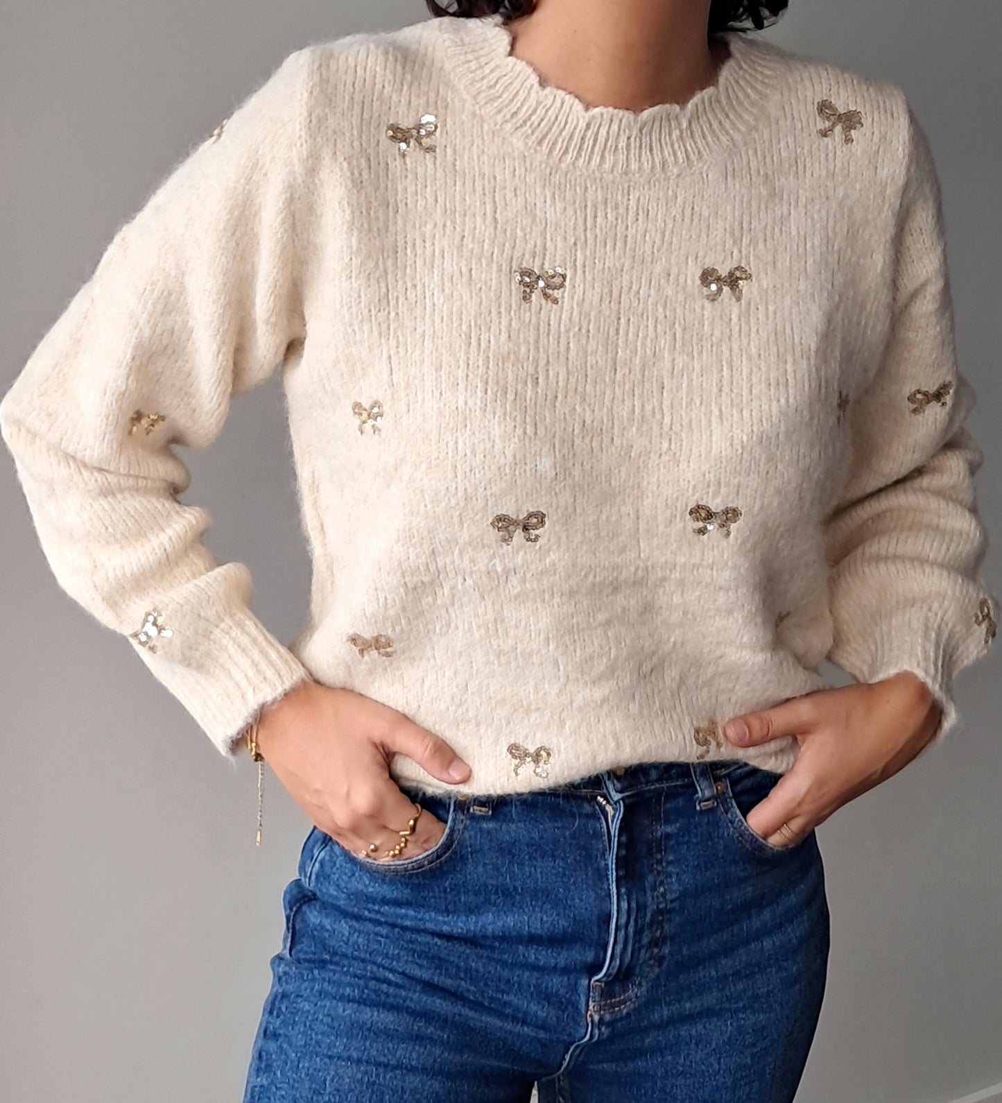 Camisola Laços Dourados Bege